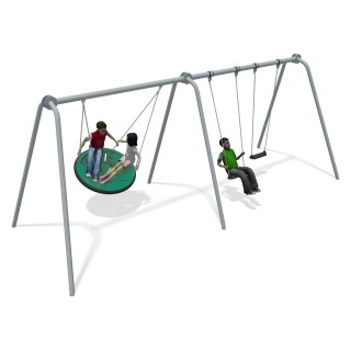 Team Swing 2 Bay Stainless Steel (2 Flat 1 Team Seat Green)