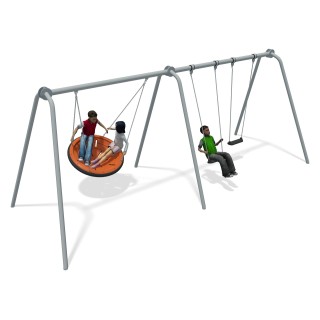 Team Swing 2 Bay Stainless Steel (2 Flat 1 Team Seat Orange)